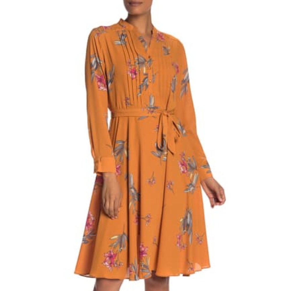 Nanette Lepore Yellow Floral Dress Sz 8